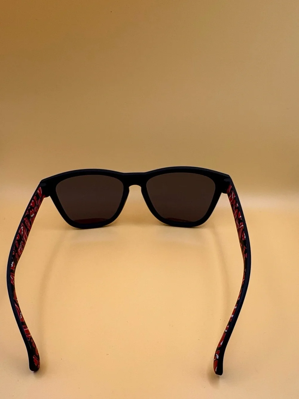 Rolling Stone Sunglasses with Red Patterned Temples with matching pouch
